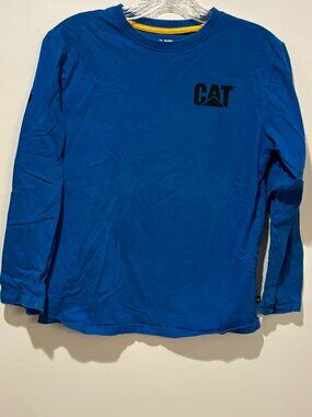 USED - Boys Caterpillar Blue Long Sleeve Tee - Size L (14/16)